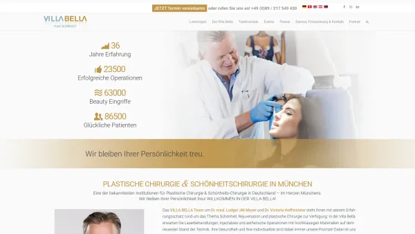 Website Screenshot: Villa Bella - Schönheitschirurgie und Plastische Chirurgie München in der Villa Bella - Date: 2023-06-20 10:41:42