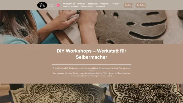 Website Screenshot: VMN DIY Workshops - DIY Workshops Töpfern Nähen Glasperlen Jesmonite - Date: 2023-06-20 10:41:42