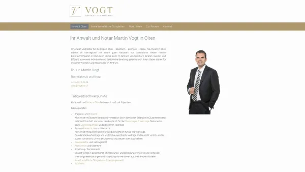 Website Screenshot: Vogt Advokatur und Notariat - Anwalt Olten - VOGT Advokatur und Notariat - Date: 2023-06-20 10:41:42