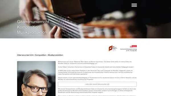 Website Screenshot: Gitarrenunterricht in Berlin Werner Kuschmierz - Gitarrenunterricht - Berlin - Neukölln - Date: 2023-06-20 10:41:42