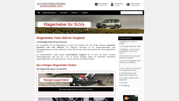Website Screenshot: Wagenheber Informationsportal - ᐅ Wagenheber Test Vergleiche 2023 • Jetzt Angebote ansehen! - Date: 2023-06-20 10:41:42