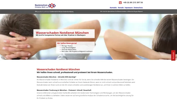 Website Screenshot: Bautenschutz Christian Wolf GmbH - Wasserschaden München - Dauerhaft, Wirtschaftlich, Preiswert! - Date: 2023-06-20 10:41:42
