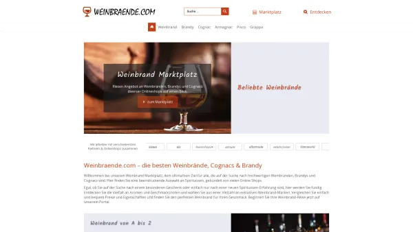Website Screenshot: Weinbraende - Weinbrände Marktplatz ❤ Weinbrände, Brandys and Cognacs - Date: 2023-06-20 10:41:42