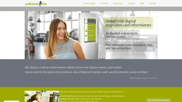 Website Screenshot: Welcome-tec - Begrüßung + Informationen auf Bildschirmen | welcome-tec - Date: 2023-06-16 10:10:47