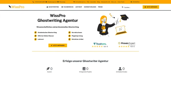 Website Screenshot: WissPro - Ghostwriting Agentur für Ihren Erfolg | Akademische Ghostwriter - Date: 2023-06-20 10:41:42