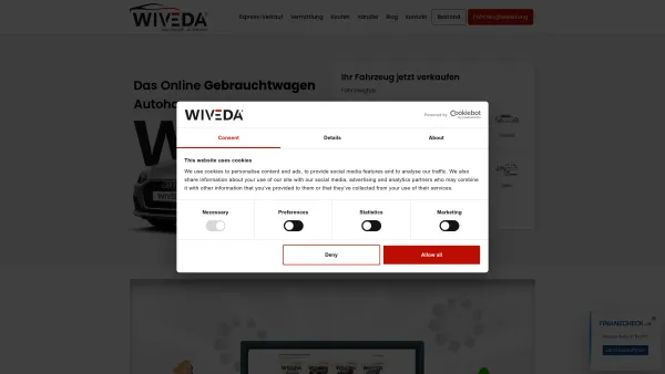 Website Screenshot: Wiveda GmbH - Wiveda: Das Online Gebrauchtwagen Autohaus - Date: 2023-06-20 10:41:42