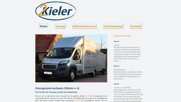 Website Screenshot: 2kieler e.K Umzüge Entrümpelung Möbeltransporte - Umzugsunternehmen Kiel - Umzüge vom Profi in Kiel und Umgebung - Date: 2023-06-16 10:10:47