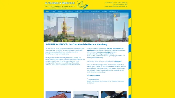 Website Screenshot: A-TAINER & SERVICE-Containerhandel u. -vermietung-Andreas Dibbern e.K. - Start - A-TAINER & SERVICE - Ihr Containerhändler aus Hamburg - Date: 2023-06-16 10:10:47