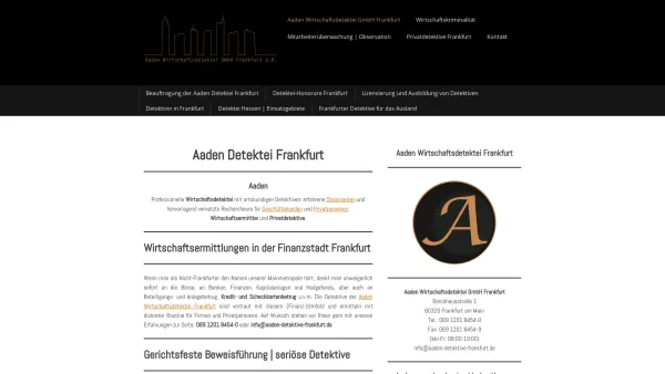 Website Screenshot: Aaden Detektei Frankfurt - Detektive Frankfurt - Aaden Wirtschaftsdetektei Frankfurt - Date: 2023-06-20 10:41:45