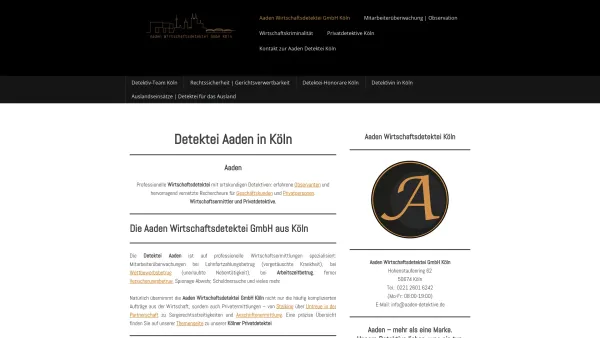 Website Screenshot: Die Aaden Detektei Köln ist ein professionelles Detektivbüro mit ortskundigen Detektiven erfahrene Observanten und hervorragend ve - Detektive Köln - Aaden Wirtschaftsdetektei Köln - Date: 2023-06-20 10:41:45