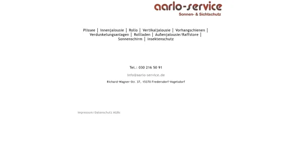 Website Screenshot: Aarlo-Service Gramatzki GmbH -  Sonnen- u.  Sichtschutz,  Sicherheit - aarlo-service - Date: 2023-06-16 10:10:47
