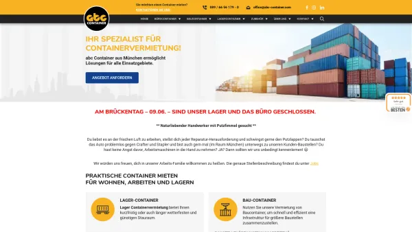 Website Screenshot: abc Container e.K. - Container mieten in München | abc Container - Date: 2023-06-16 10:10:47