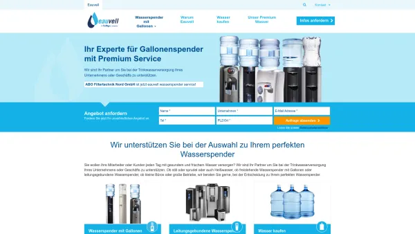 Website Screenshot: ABO Filtertechnik Nord GmbH - Ihr Experte für Gallonenspender mit Premium-Service · Eauvell - Date: 2023-06-16 10:10:47