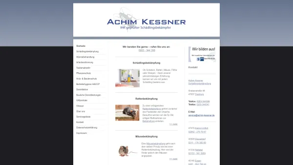 Website Screenshot: Achim Kessner Schädlingsbekämpfung Taubenabwehr - Achim Kessner Schädlingsbekämpfung & Taubenabwehr, Kammerjäger in Duisburg und NRW - Date: 2023-06-16 10:10:50