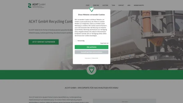 Website Screenshot: ACHT GmbH - ACHT GmbH Recycling Containerdienst RC-Material Baustoffe - Date: 2023-06-16 10:10:50
