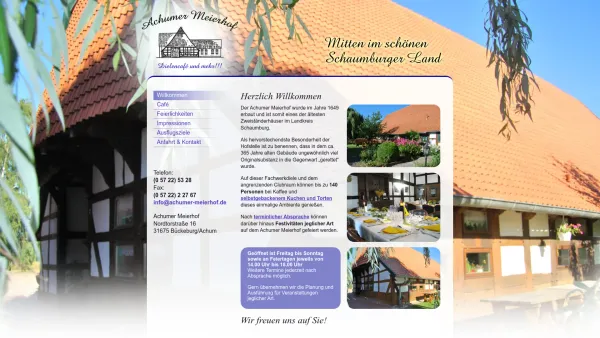 Website Screenshot: Achumer Meierhof -  Dielencafé und mehr - Achumer Meierhof - Dielencafe & Festsaal in Achum Bückeburg - Date: 2023-06-16 10:10:51