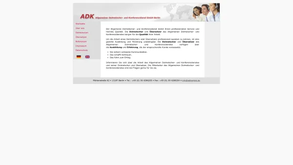 Website Screenshot: ADK · Allgem. Dolmetscher- u. Konferenzdienst GmbH - ADK GmbH - Date: 2023-06-16 10:10:51