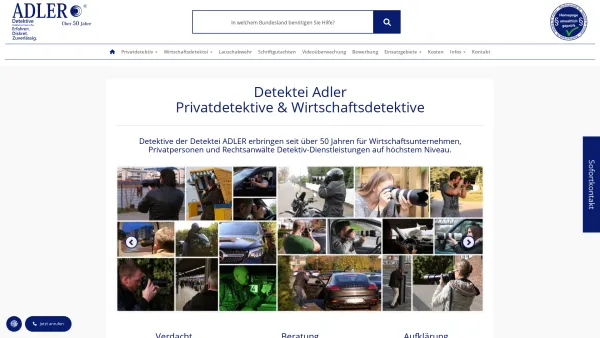 Website Screenshot: Detektei Adler - Detektei Adler für Privat und Wirtschaft | Über 50 Jahre - Date: 2023-06-20 10:41:45