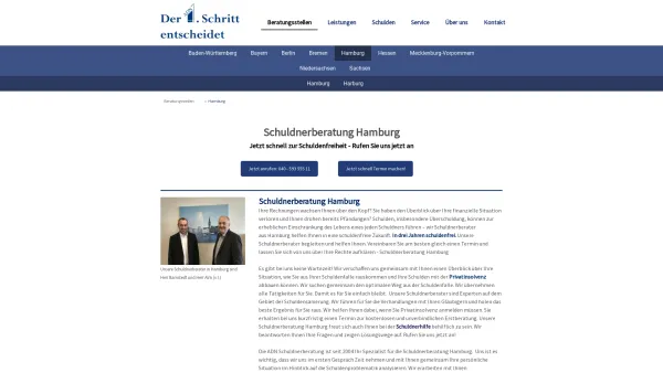 Website Screenshot: ADN Schuldner und Insolvenzberatung gGmbH - Schuldnerberatung Hamburg - Schuldenfreiheit mit ADN - Date: 2023-06-20 10:41:45