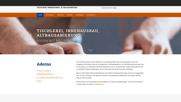 Website Screenshot: Adorno Tischlerei & Innenausbau - Adorno Design - Ihre Tischlerei in Kiel - Date: 2023-06-16 10:10:51