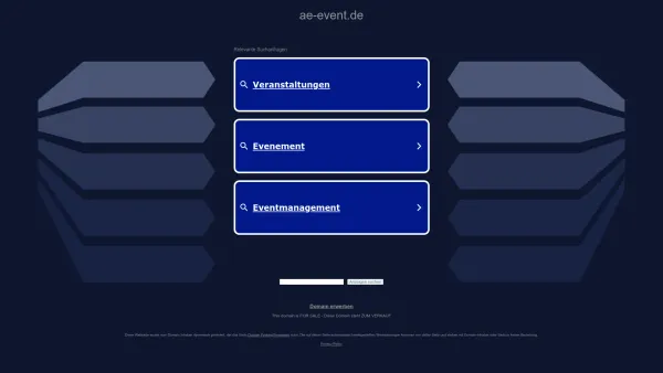 Website Screenshot: AE Agentur für Erlebnisevents und Tourismus UG, Köln - ae-event.de - Diese Website steht zum Verkauf! - Informationen zum Thema ae event. - Date: 2023-06-16 10:10:51