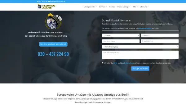 Website Screenshot: Albatros Umzüge Berlin - Professionelles Umzugsunternehmen aus Berlin - Date: 2023-06-20 10:41:45
