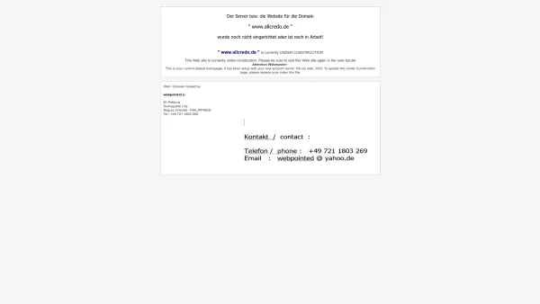 Website Screenshot: AllCredo Inkasso Inkasso Factoring und Forderungsmanagement - Der Server bzw. die Website von *** v003 @ server100 webpoint-D *** ist noch nicht eingerichtet! - Date: 2023-06-16 10:10:54