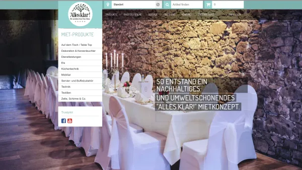 Website Screenshot: Alles klar! Veranstaltungs-Service GmbH -  München Wir verleihen Ihrer Feier Glanz! - Alles klar! Verleih | Partyzubehör mieten vom Profi Alles klar! AG - Date: 2023-06-16 10:10:54