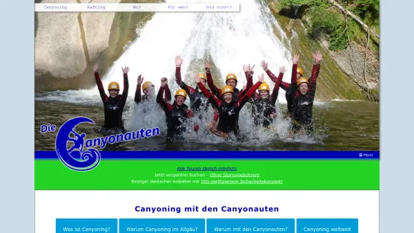 Website Screenshot: Allgäuhoch5 - Canyoning mit den Profis aus dem Allgäu - Die Canyonauten - Date: 2023-06-16 10:10:54