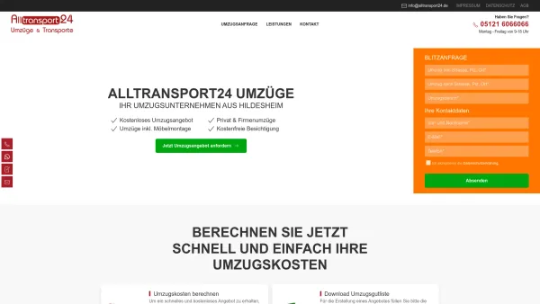Website Screenshot: Alltransport24 - Umzugsunternehmen Hildesheim | Alltransport24 Umzüge - Date: 2023-06-16 10:10:54