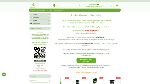 Website Screenshot: Aloewear-Shop - LR- Produkte günstig kaufen | Aloewear-Shop - Date: 2023-06-20 10:41:45