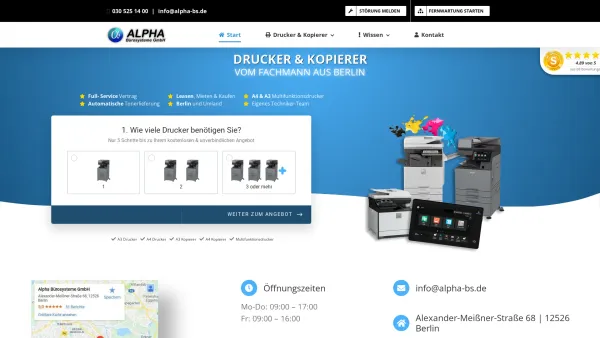 Website Screenshot: ALPHA Bürosysteme GmbH - Drucker & Kopierer Mieten oder Leasen - ? Vom Profi aus Berlin - Date: 2023-06-20 10:41:45