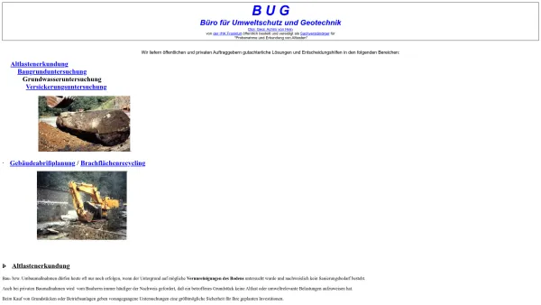 Website Screenshot: Achim von Hein BUG Büro für Umweltschutz und Geotechnik - Büro für Umwelttschutz und Geotechnik - BUG - Date: 2023-06-16 10:10:54