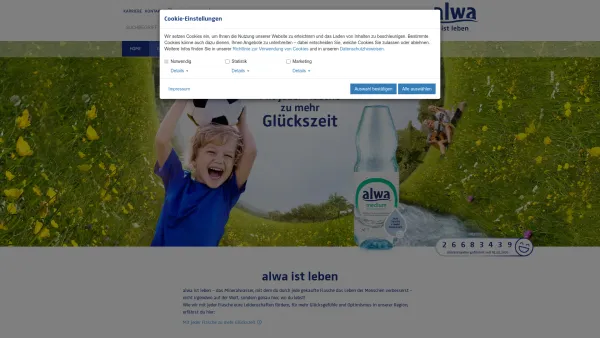 Website Screenshot: alwa Mineralbrunnen GmbH - Willkommen bei alwa ▷ Glückszeit - Date: 2023-06-16 10:10:54
