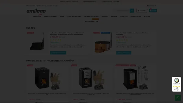 Website Screenshot: Amilano GmbH Alles für die Sauna - Ihr online Saunaspezialist ✓ amilano.de ✓ Saunaöfen und Sauna Baumaterial, jetzt hier kaufen! - Date: 2023-06-20 10:41:45
