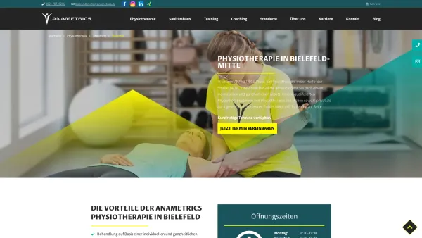 Website Screenshot: ANAMETRICS Physiotherapie Bielefeld Mitte - Physiotherapie in Bielefeld-Mitte | ANAMETRICS - Date: 2023-06-20 10:41:45