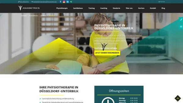 Website Screenshot: ANAMETRICS Physiotherapie Düsseldorf-Unterbilk - Physiotherapie in Düsseldorf-Unterbilk | ANAMETRICS - Date: 2023-06-20 10:41:45