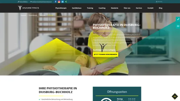 Website Screenshot: ANAMETRICS Physiotherapie Duisburg-Buchholz - Physiotherapie in Duisburg-Buchholz | fit mit ANAMETRICS - Date: 2023-06-20 10:41:45