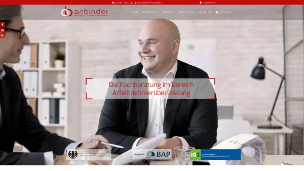 Website Screenshot: Anbinder Beratungs GmbH - Fachberatung für Zeitarbeit und Arbeitnehmerüberlassung - Date: 2023-06-16 10:10:57
