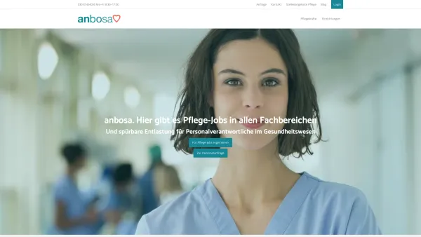 Website Screenshot: anbosa Personaldienstleistungen GmbH - anbosa: Zeitarbeit Pflege & Medizin. Personalvermittlung. Freelancer. - Date: 2023-06-20 10:41:45