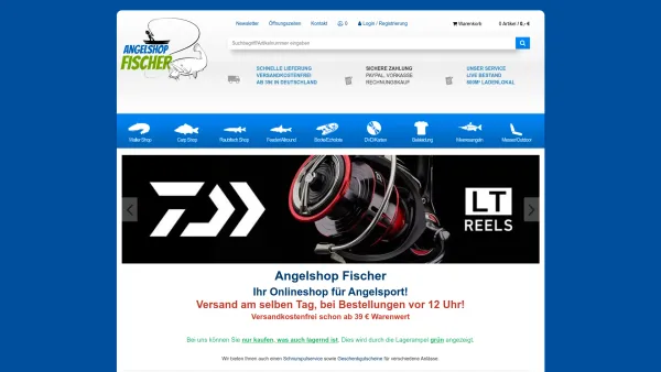 Website Screenshot: Angelshop Fischer Inh. Franz Fischer - Angelshop Fischer - Ihr günstiges Angelgeschäft für den Angelsport - Date: 2023-06-20 10:41:45