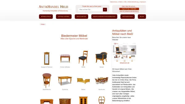 Website Screenshot: Antikhandel Held - Biedermeier Möbel aus Kirschbaum, Nussbaum, Mahagoni online kaufen - Antik-Held.de - Date: 2023-06-16 10:10:57