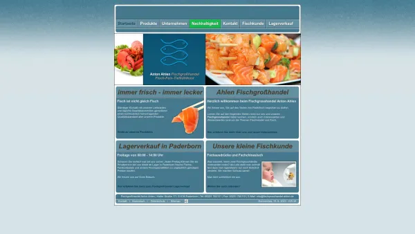 Website Screenshot: Anton Ahlen Fischgroßhandel -  Fisch -  Fein - Tiefkühlkost - Fischgrosshandel Ahlen - Paderborn | Startseite - Date: 2023-06-16 10:10:57