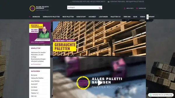 Website Screenshot: A. P. Paletten Recycling GmbH -  Paletten  aller Art-Europaweite Rückholung und Lieferung von Holzpaletten · Handel von Neu- u. Ge - Paletten kaufen im A.P. Paletten Onlineshop - Date: 2023-06-16 10:10:57