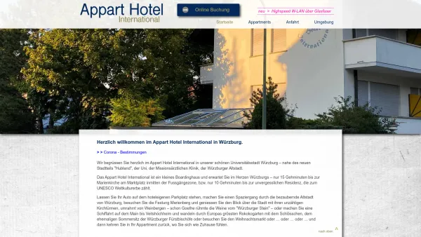 Website Screenshot: Appart Hotel International KG - Appart Hotel International Würzburg - Hubland/Frauenland - Date: 2023-06-16 10:10:57