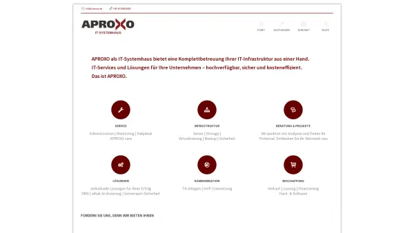 Website Screenshot: Aproxo GmbH - APROXO GmbH | IT-Systemhaus | Professioneller IT-Service und maßgechneiderte IT-Lösungen für kleine und mittelständische Unternehmen. - Date: 2023-06-16 10:10:57