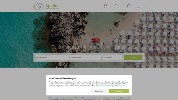 Website Screenshot: Apulien-Reisen.de - Urlaub in Apulien | Ferienhäuser, Wohnungen & Villen - Apulien Ferienhäuser - Date: 2023-06-16 10:10:57