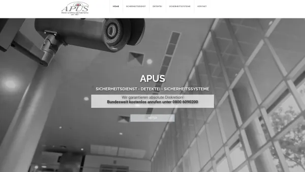 Website Screenshot: APUS Privat- und Wirtschaftsdetektei - APUS SICHERHEITSDIENST - DETEKTEI - SICHERHEITSSYSTEME - Date: 2023-06-16 10:10:57