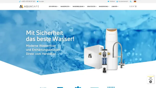 Website Screenshot: AQUASAFE GmbH - Exklusive Osmose Wasserfilter von AQUASAFE - Date: 2023-06-20 10:41:48
