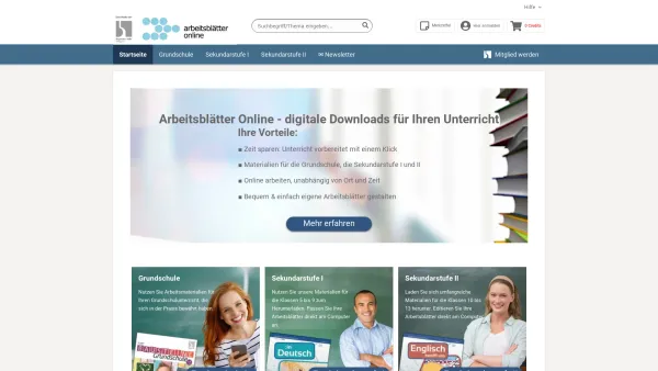 Website Screenshot: Arbeitsblätter Online - Kopiervorlagen, Downloads, Unterrichtsblätter für Schule | Arbeitsblätter Online - Date: 2023-06-16 10:10:57